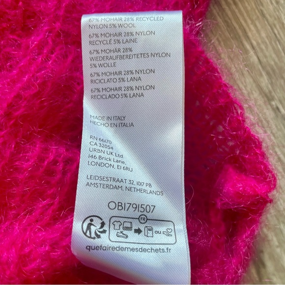 NWT Anthropologie Pink Fuzzy Mohair Blend Open Weave Knit Short Sleeve Sweater - Picture 13 of 13